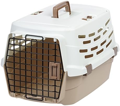 IRIS USA 23" Cat Carrier, Small Pet Carrier Hard, Dog Kennel with 2-Door Front and Top Access, Dog Carrier, up to 18 pounds, White/Almond