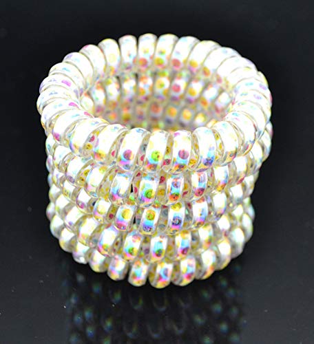 5.5cm Lot 5Pcs Dot Colorful Hair Accessories Telephone Cord Phone Plastic Strap Hair Band Hair Rope Hair Ties Headbands Katoot - Thumbnail 4