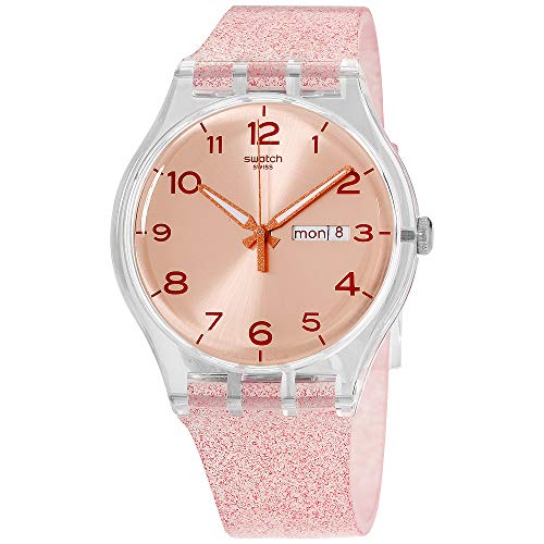 Swatch Unisex Pink Glistar Watch with Sparkling Band SUOK703