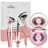 Viciley Magnetic Eyelashes Kit and Magnetic Eyeliner, No Glue Reusable 3D False Lashes, Easy To Use Than Traditional Eyelashes，Eyelashes With Natural Look Comes With Applicator (2 pairs) (Diamond)