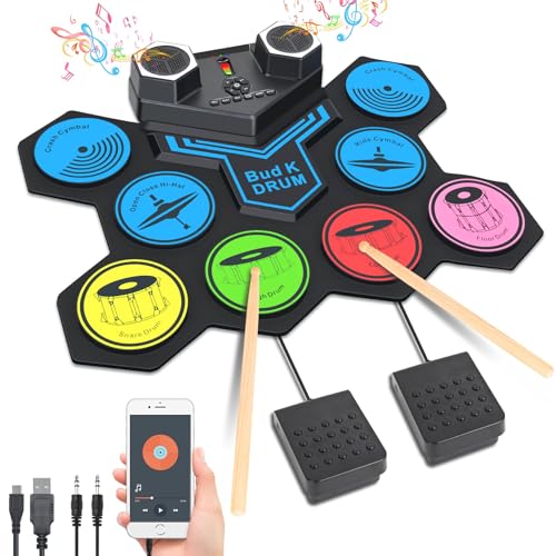 Electronic Drum Set, Pads Electric Drum Set for Kids, Roll Up Drum  Practice Pad with Headphone Jack, Built