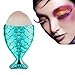 LandFox 4Pcs/Set Fish Scale Makeup Brush Fishtail Bottom Brush Powder Blush Makeup Cosmetic Brush (Blue)