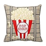 Proven Movie Theater Popcorn and Film Decorative Pillow Case 18 x 18 inch