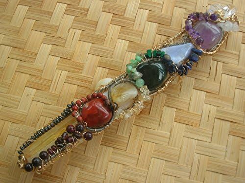 Seven Chakra Selenite Wand Handmade Wire Wrapped Healing and Meditation Stick