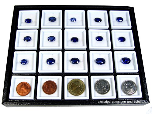 GOLbox A 20 PCS of TOP Glass Gemstone JAR Box Size 3x3 cm with Holder Tray Display Show CASE Organizer