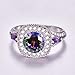 Psiroy 925 Sterling Silver Round Created Rainbow Topaz Filled Halo Anniversary Ring for Women
