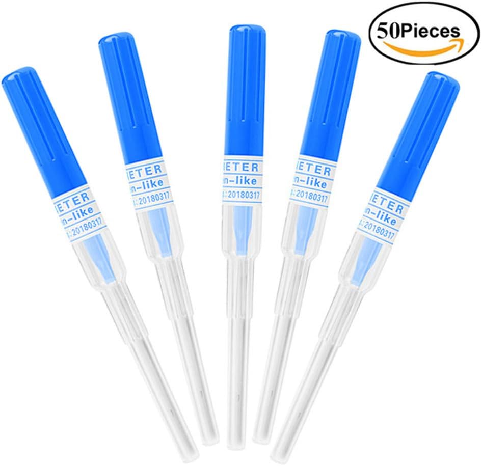 Yuelong 50PCS Catheter Piercing Needles 22 Gauge Piercing Needles IV Catheter Needles for Piercing Sterilised Body Tattoo Piercings Tool for Piercing Supplies Piercing Kit (22G)