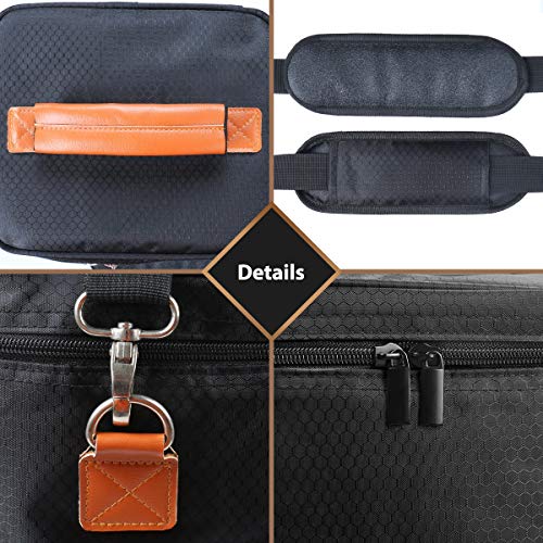 Collapsible Wine Totes Travel Carrier & Cooler Bag with Shoulder Strap,4 Bottle Picnic Cooler Bag with Insulated Neoprene Leakproof Liner,Water Drinks Beer Picnic Lunch Bag for Grocery,Camping(Black)