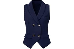 Allegra K Women's Suit Vest Double Breasted Business Lapel Dressy Waistcoat Vest