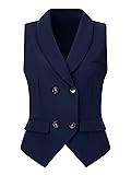 Allegra K Women's Suit Vest Double Breasted
