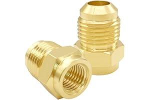 Uenede 2PCS Brass Flare Coupler 1/4" Flare Female to 3/8" Flare Male Tube Gas Adapter Nipples Pipe Fittings Hose Connectors