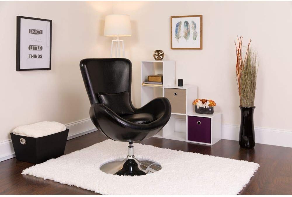 Flash Furniture Black Leather Egg Series Chair