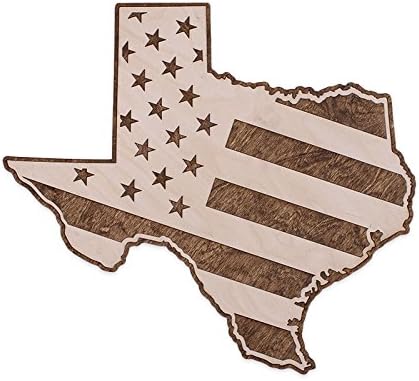 Country Rebel American Flag Texas Two-Tone Wood Home Decor Wooden Wall Art - Made of Baltic Birch - Veteran Hand Crafted - Rustic Interior Design