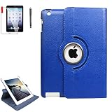 NEWQIANG iPad Case 6th Generation with Bonus Screen Protector and Stylus - iPad 9.7 inch Air1 2018 2017 Case Cover - 360 Degree Rotating Stand, Auto Sleep Wake - A1822 A1823 (A6 - Blue)