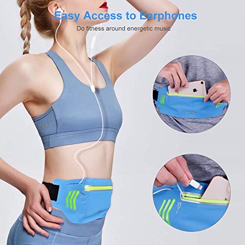 BASEIN Fanny Pack Slim Soft Outdoor Dual Pouch Sweatproof Reflective Running Belt Waist Pack for Hiking Fitness - Adjustable Waist Pouch for All Kinds of Phones（Blue） - Thumbnail 5