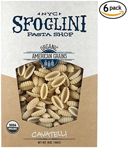 Sfoglini—Organic Durum Semolina Cavatelli—Made with Traditional Techniques & Wholesome Organic Grain—Holds Tight to Sauces—6- 16oz Boxes