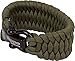 Hippo Survival Paracord Bracelet with Black Metal Shackle and Adjustable Size - Army Green