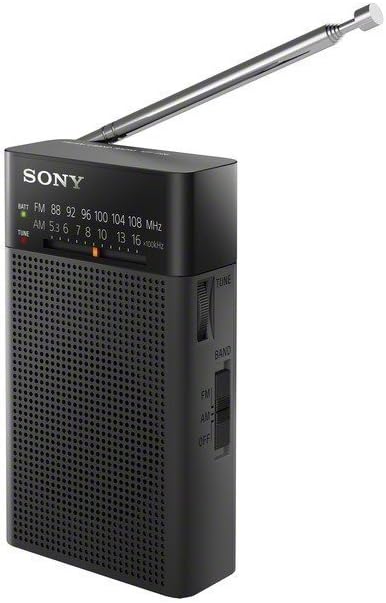 Sony ICFP26 Portable AM/FM Radio (Black) with Headphones and Accessory Bundle (3 Items)