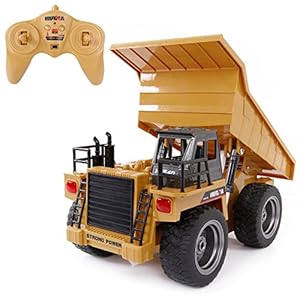 SGILE RC Remote Control Truck ,1:18 Dump Truck Construction Vehicle Toy, 2.4Ghz 6 Channel Full Function Truck Toy for Kids, Boys and Girls