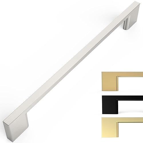 GIYURO 6 Pack 10 Inch(254mm) Cabinet Pulls Brushed Satin Nickel Cabinet Handles Zinc Alloy Drawer Pulls Solid Cabinet Hardware