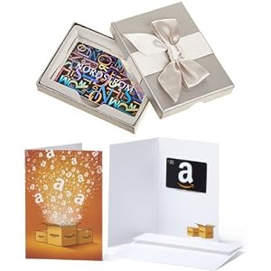 Image of $100 Nordstrom Gift Card in a Gift Box and $20 Amazon.com Gift Card