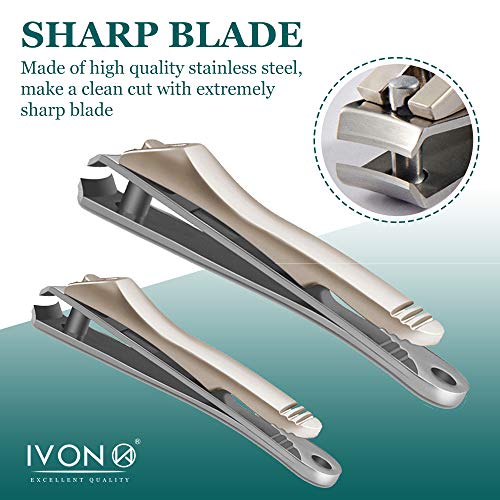 Nail Clippers Set, IVON Fingernail and Toenail Cutter, 2pcs Nail Clippers for Men and Women - Thumbnail 2
