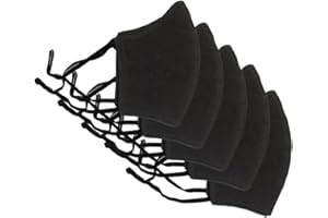 Pack of 5 Premium Organic Cotton Face Masks (LARGE SIZE) - Reusable, Washable & Breathable, Chemical-Free, and Safe for Adult