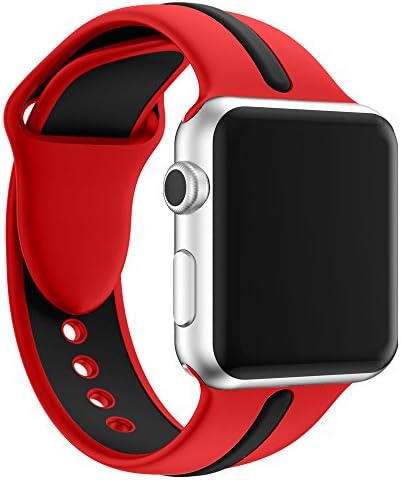 Band for Apple Watch –zakaco Wrist Strap Stripe Color Splicing 38mm 42mm Series 2 Series 1, New Style Hot Color Soft Silicone Sport Style for iWatch Series 1 Series 2 (red/black 38mm)