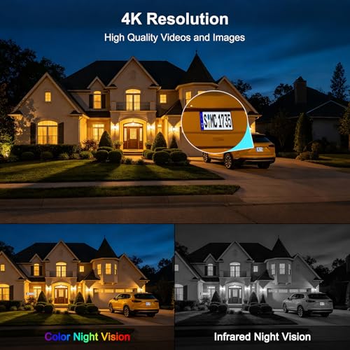 8MP 6K Triple Lens Solar Security Camera Outdoor, 5GHz/2.4GHz WiFi Wireless PTZ Camera, Color Night Vision, Auto Human Tracking, Two-Way Audio,IP66 Weatherproof Home Surveillance Cam