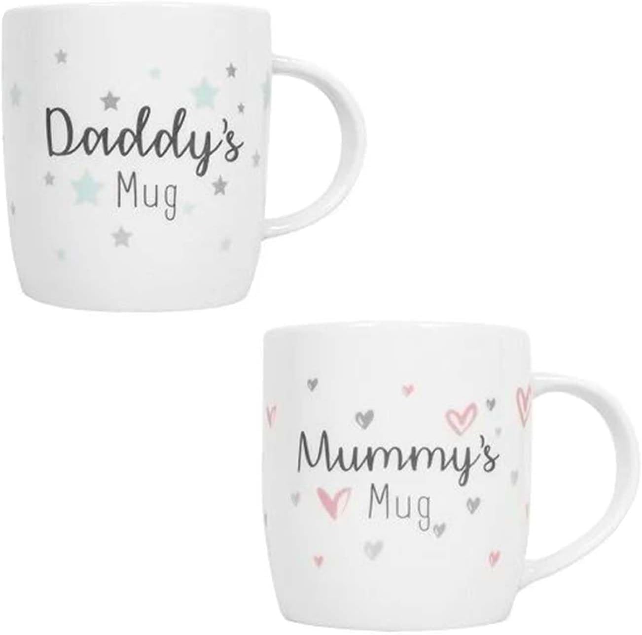 New Parents Mugs Mummy Daddy Newborn 12oz Bone China Luxury New Born Celebration Mug, Set of 2, For Home Kitchen Office