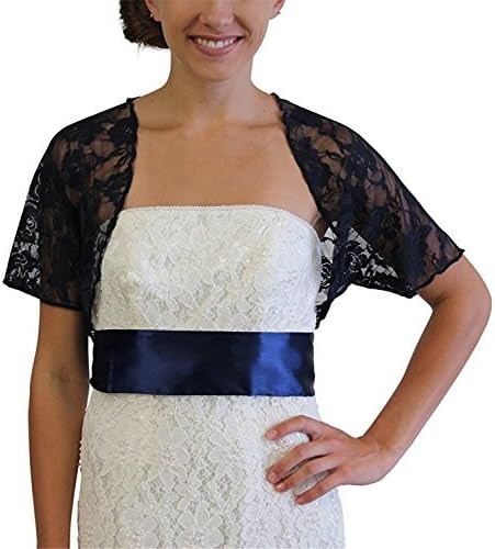 Onlylover Women's Sheer Lace Bolero Shrug Wedding Jacket Cardigan M Navy Blue
