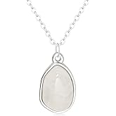 Wovanoo Stone Pendant Necklaces Gemstone Dangle Necklace 18K Gold Plated Teardrop Pendant Necklace for Women