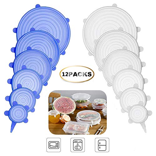 Bretoes Silicone Stretch Lids 12 Pack Reusable Durable Expandable Food Covers Seal Lids Bowl Covers to Keep Your Food Fresh, For Various Size and shape - Thumbnail 6