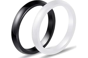 Kingray Jewelry Two-Pack, 3mm Black White Polished Ceramic Wedding Band Stackable Ring Enhancer