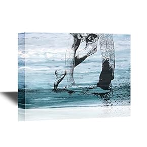 Romantic Canvas Wall Art - Lovers on The Beach - Gallery Wrap Modern Home Art | Ready to Hang - 12x18 inches