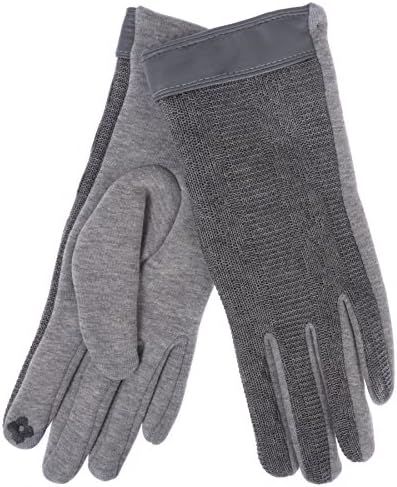 Alpine Apexx Women's Knit & Leatherette Trim Touch Screen Gloves (Grey)
