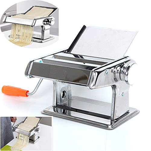 Pasta Maker Machine Hand Crank - Roller Cutter Noodle Makers Best for Homemade Noodles Spaghetti Fresh Dough Making Tools Rolling Press Kit - Stainless Steel Kitchen Accessories Manual Machines - Thumbnail 5