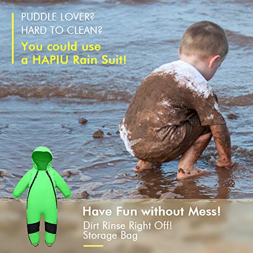 HAPIU Kids Toddler Rain Suit Muddy Buddy Waterproof Coverall,Green,3T,Original