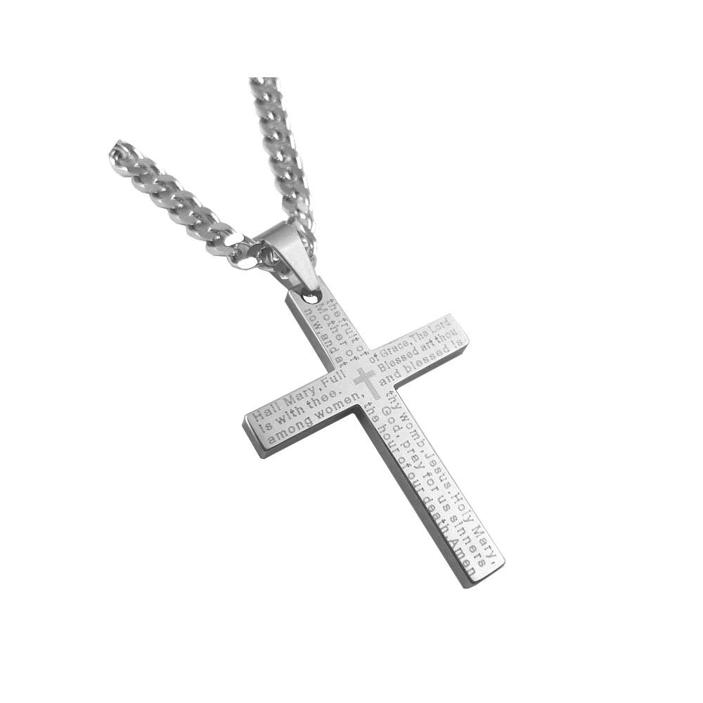 Rapid Spirit Silver Hail Mary English Prayer Cross
