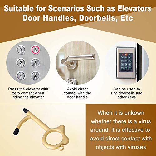 Bola Rung 3Pcs Contactless Door Opener Tool With 3 Retractable Buckles No Touch Door Opening Key Door Handle Opener Keychain Hygiene Door Opener