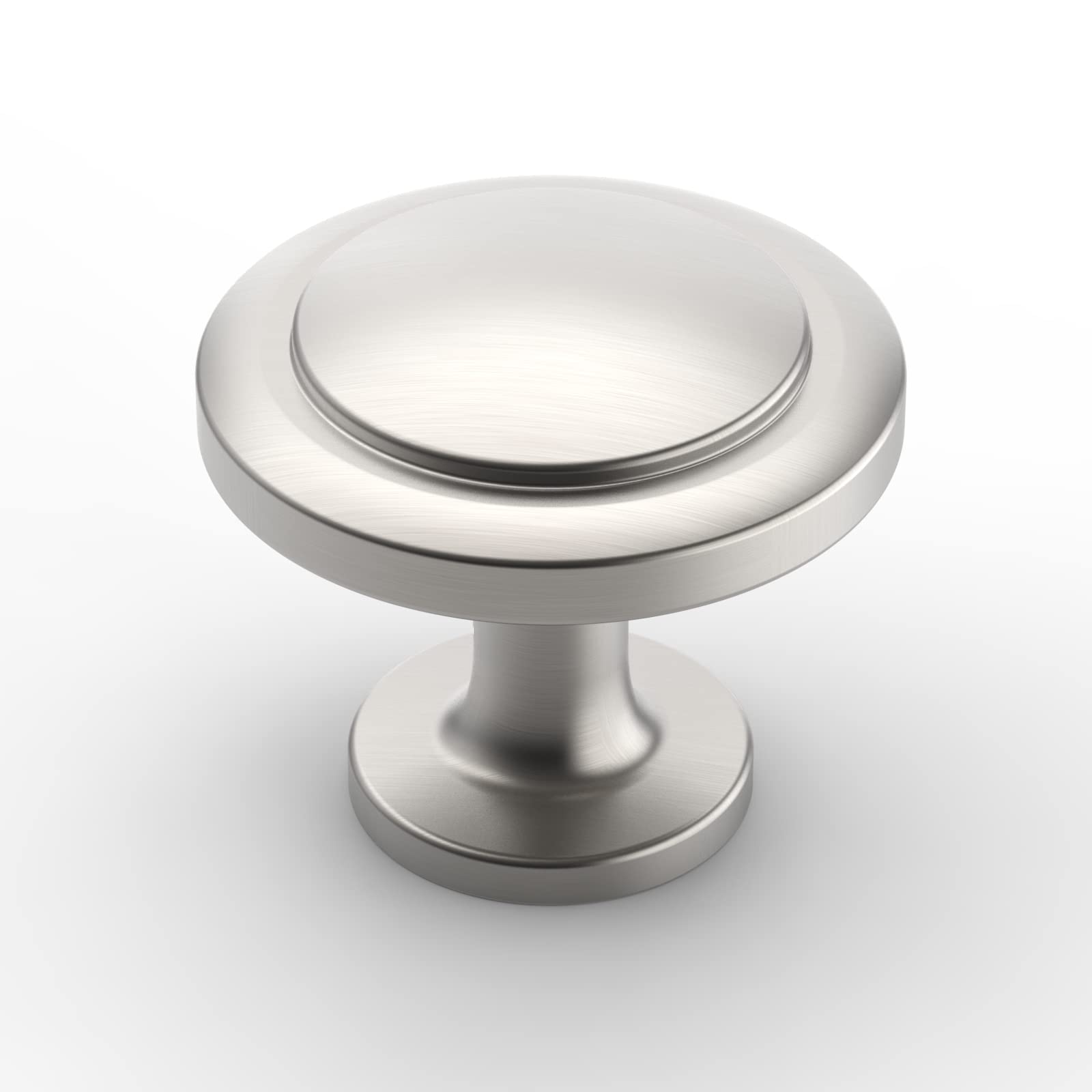 9BUILD 10 Pack Brushed Satin Nickel Drawer Knobs - Round Cabinet Knobs for Cupboards, Kitchen Doors & Dressers - Single Hole, Zinc Alloy