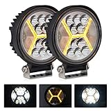2PCS Round LED Pods Driving Lights Bar with Amber