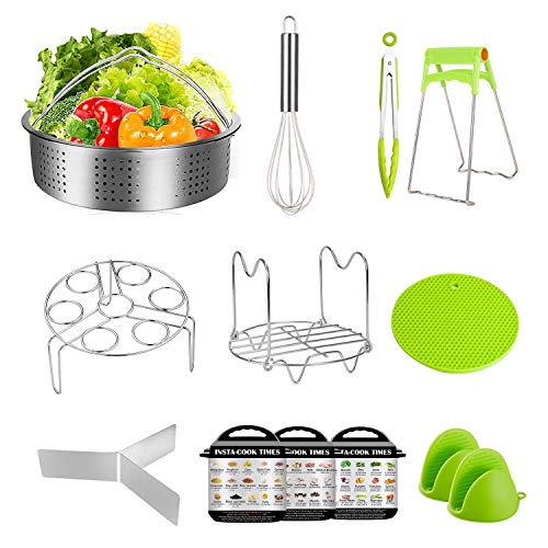 Instant Pot Accessories Steamer Basket with Egg Steamer Rack, Divider, Fits Instant Pot 5,6,8 qt Pressure Cooker, Stainless Steel, 3 Pcs Set