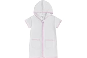 BIAYXMS Girls Boys Terry Cloth Swim Cover Up Zip Up Hooded Bathing Suit Coverup Wraps Kids Pool Beach Robe Cover-Up Kimono