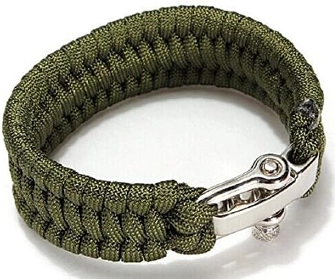 Mchoice Survival Rope Paracord Bracelet Outdoor Camping Hiking Steel Shackle Buckle New (Army Green)