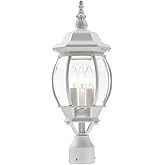 Livex Lighting 7526-13 Outdoor Post Top Light with Clear Beveled Glass Shades, White