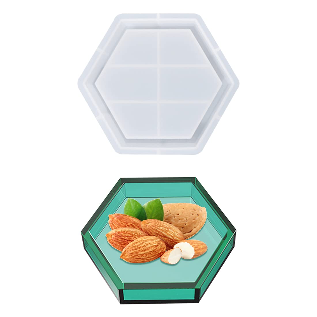 Voyyphixa Resin Tray Mould, Hexagon Trinket Dish Silicone Moulds, Jewelry Plate Mould for Epoxy Resin, DIY Coaster, Jewellery Storage
