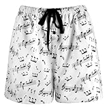 Leisureland Women's Cotton Pajama Flannel Boxer Shorts Music Notes