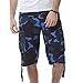 AOQ Men's Camo Cargo Shorts Cotton (34, Dark Blue Camouflage)