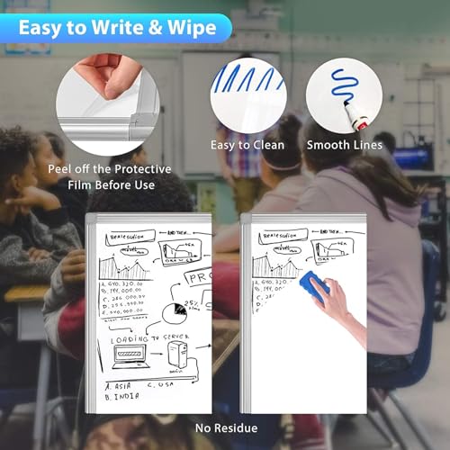 90x60Cm Easel Whiteboard, Tripod Height Adjustable Magnetic Portable Dry Erase Board, Flipchart Easel Stand White Board for Office School Classroom Teaching and Home